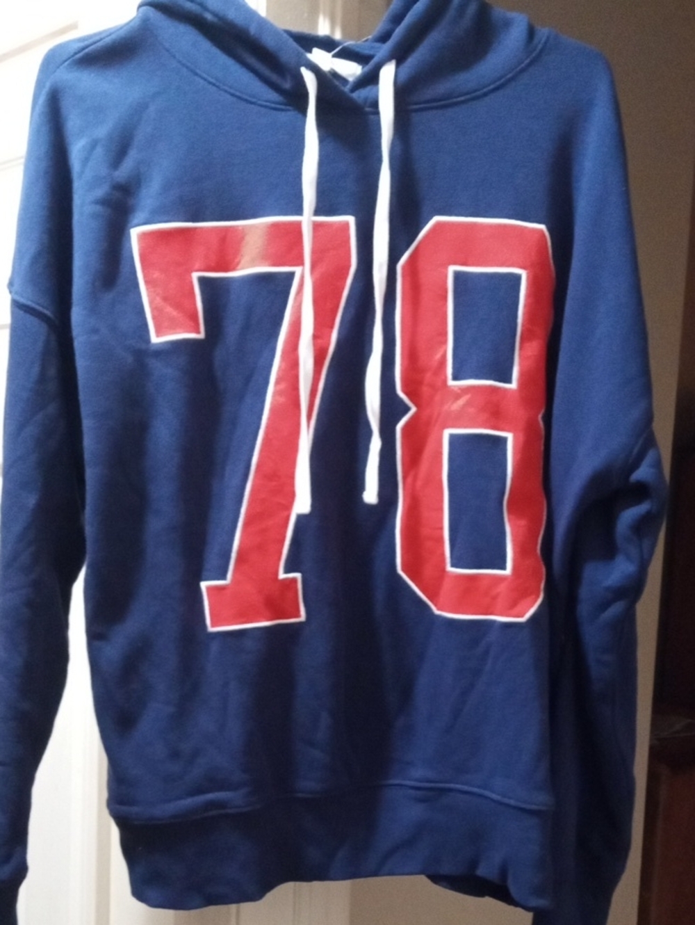 💲2⃣5⃣▶Navy Men’s Pullover Hoodie with Red '78' Graphic